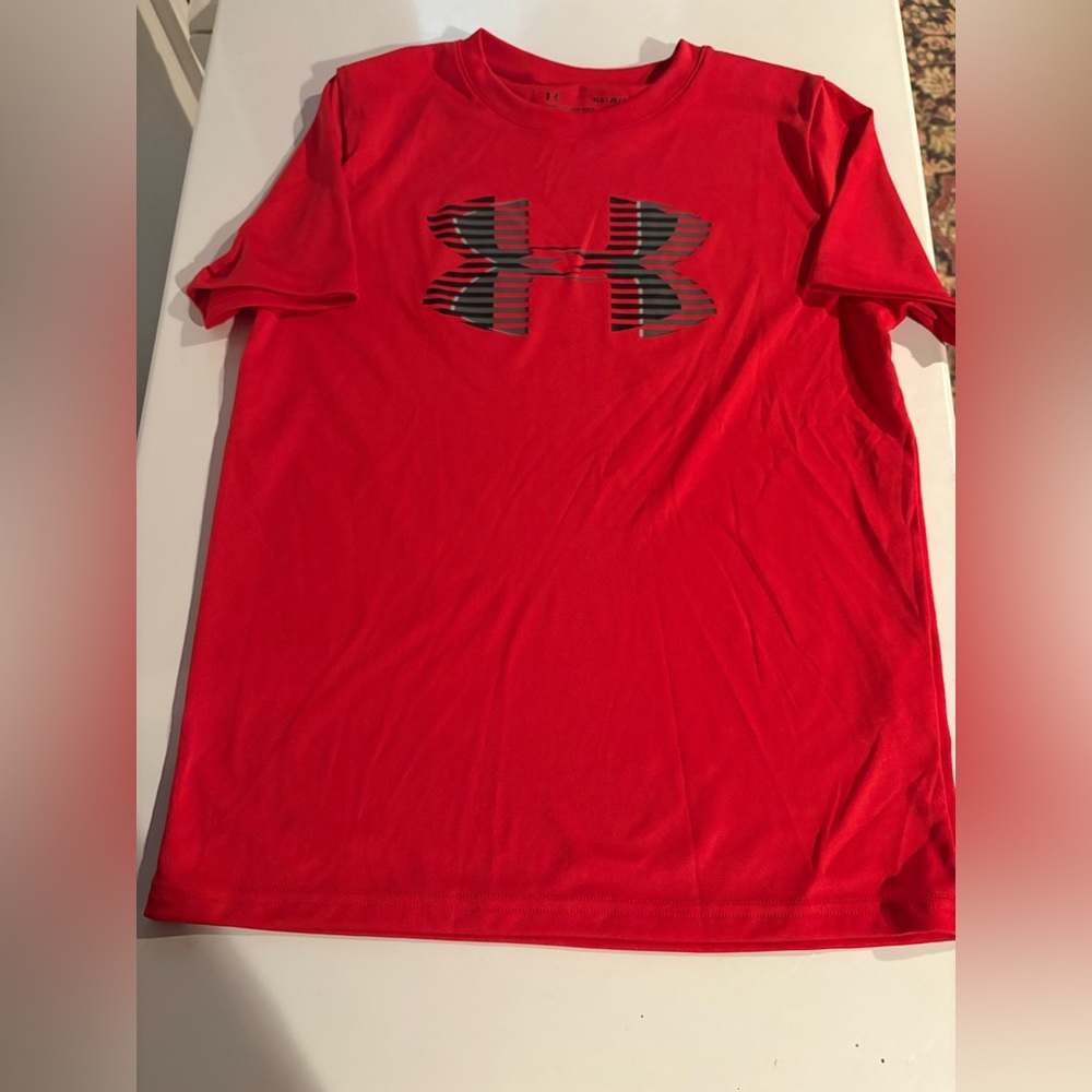 Under Armour Kids Red Tee with Black Logo